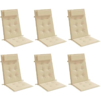 vidaXL Hochlehner-Kissen - 6 Stück Beige Oxford Stoff - Kissen vidaXL Hochlehner-Kissen - 6 Stück Beige Oxford Stoff - Kissen