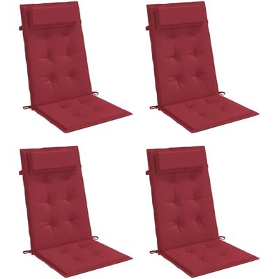 vidaXL Cojines de silla con respaldo alto - Burdeos - 4 uds - Cojines de respaldo alto vidaXL Cojines de silla con respaldo alto - Burdeos - 4 uds - Cojines de respaldo alto