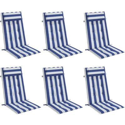 vidaXL Coussins haute-back - 6 pcs tissu Oxford rayures bleues et blanches - Publicité vidaXL Coussins haute-back - 6 pcs tissu Oxford rayures bleues et blanches - Publicité