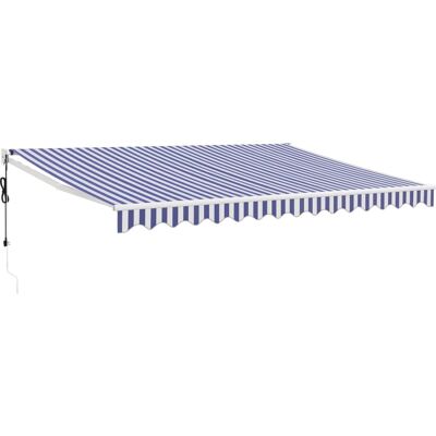 vidaXL Markise 4x3m Blau-Weiß - Retraktable Sonnenschutz vidaXL Markise 4x3m Blau-Weiß - Retraktable Sonnenschutz