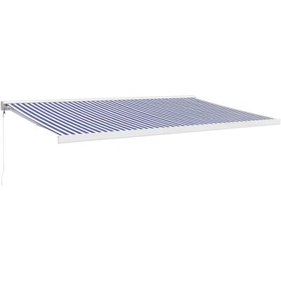 vidaXL Markise 5x3m Einziehbar Blau & Weiß Stoff Aluminium vidaXL Markise 5x3m Einziehbar Blau & Weiß Stoff Aluminium
