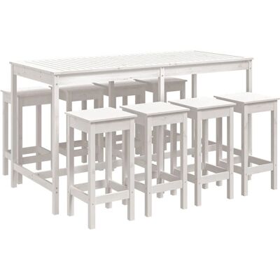 vidaXL Gartenmöbelset 9-teilig Weiß Kiefernholz vidaXL Gartenmöbelset 9-teilig Weiß Kiefernholz