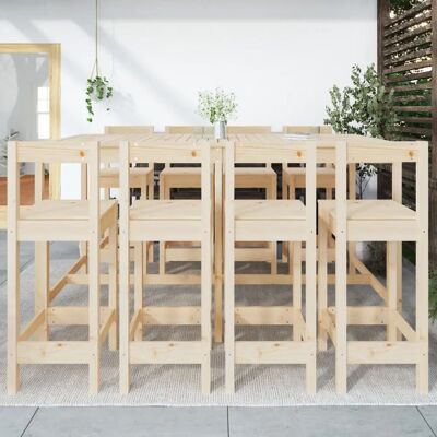 vidaXL Garten Bar Set Holz Tisch und Stühle 9 Stück Massivholz vidaXL Garten Bar Set Holz Tisch und Stühle 9 Stück Massivholz