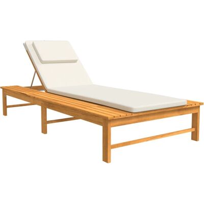 VidaXL Outdoor Stuhl - Verstellbarer Akazien Lounge - Creme & Weiß VidaXL Outdoor Stuhl - Verstellbarer Akazien Lounge - Creme & Weiß