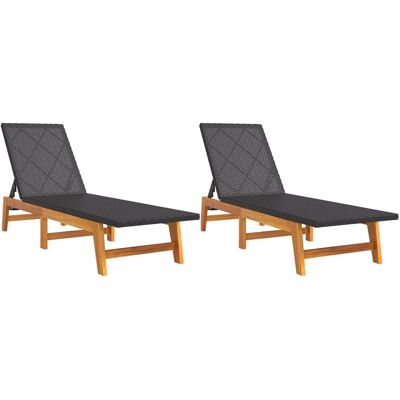 VidaXL Gartensessel - Akazienholz, Polyrattan, Stahl - Schwarz, Braun VidaXL Gartensessel - Akazienholz, Polyrattan, Stahl - Schwarz, Braun