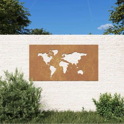 vidaXL Garten-Wanddekoration - 105x55 cm Cortenstahl Weltkarte Braun vidaXL Garten-Wanddekoration - 105x55 cm Cortenstahl Weltkarte Braun