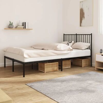 vidaXL Bettgestell 120x200cm - Weißes Metall mit Kopfteil vidaXL Bettgestell 120x200cm - Weißes Metall mit Kopfteil