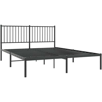 vidaXL Metallbettgestell 150x200 cm Schwarz mit Kopfteil - Bettgestell vidaXL Metallbettgestell 150x200 cm Schwarz mit Kopfteil - Bettgestell