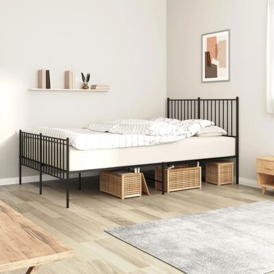 vidaXL Metallbettgestell mit Kopfteil - Bettart: Einzel, Maße: 140x190 cm, Farbe: Schwarz vidaXL Metallbettgestell mit Kopfteil - Bettart: Einzel, Maße: 140x190 cm, Farbe: Schwarz