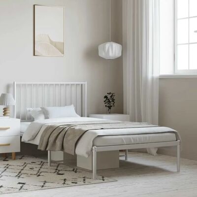 vidaXL Metallbettgestell mit Kopfteil - Bettart: Bettgestell, Farbe: Weiß, Größe: 100x200 cm vidaXL Metallbettgestell mit Kopfteil - Bettart: Bettgestell, Farbe: Weiß, Größe: 100x200 cm