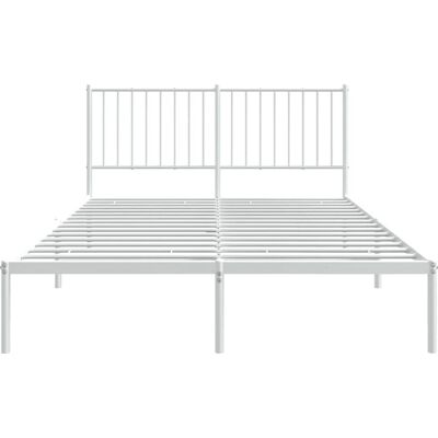vidaXL Bettgestell Weiß - Metallbett mit Kopfteil vidaXL Bettgestell Weiß - Metallbett mit Kopfteil