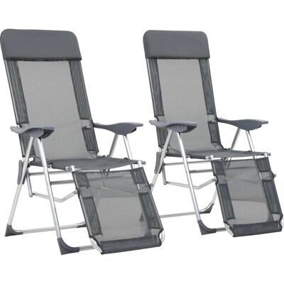 vidaXL Outdoor Stuhl Grau - Klappbare Campingstühle mit Fußstützen, 2er-Set vidaXL Outdoor Stuhl Grau - Klappbare Campingstühle mit Fußstützen, 2er-Set
