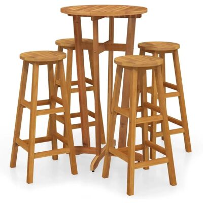 vidaXL Gartenbar-Set - Massivholz Akazie - 5 Teile vidaXL Gartenbar-Set - Massivholz Akazie - 5 Teile