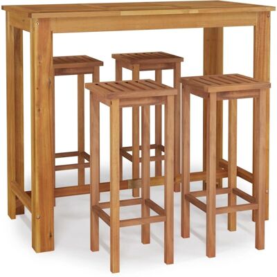 vidaXL Gartenbar-Set - Braun - 120cm Tisch & 4 Stühle - Gartenmöbel vidaXL Gartenbar-Set - Braun - 120cm Tisch & 4 Stühle - Gartenmöbel