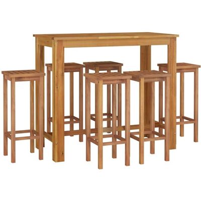 vidaXL Gartenbar-Set - 7-tlg. Massivholz Akazie Gartentisch und Stühle vidaXL Gartenbar-Set - 7-tlg. Massivholz Akazie Gartentisch und Stühle