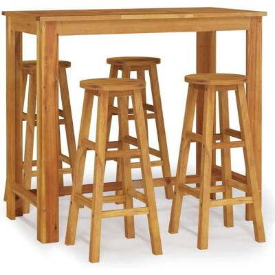 vidaXL Gartenbar-Set aus Massivholz Akazie - 120/60 cm 5-teilig vidaXL Gartenbar-Set aus Massivholz Akazie - 120/60 cm 5-teilig