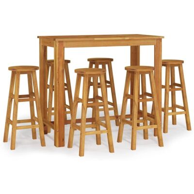 vidaXL Gartentisch-Set - Akazienholz, 120cm Tisch, 7 Stück vidaXL Gartentisch-Set - Akazienholz, 120cm Tisch, 7 Stück