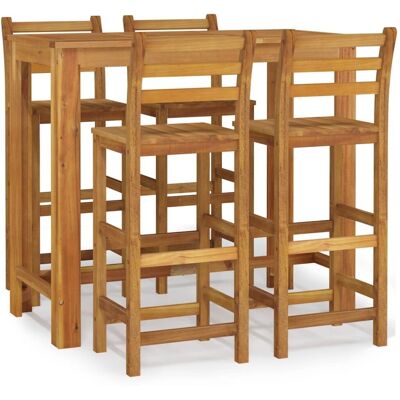 vidaXL Gartentisch-Set - Massives Akazienholz, 120cm, 5 Stück vidaXL Gartentisch-Set - Massives Akazienholz, 120cm, 5 Stück