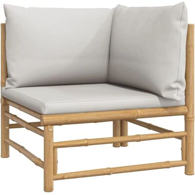 Maisonchic Garten Ecksofa aus Bambus - Hellgrau - Garteneinrichtung Maisonchic Garten Ecksofa aus Bambus - Hellgrau - Garteneinrichtung