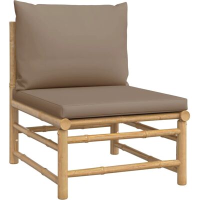vidaXL Mebel ogrodowy z bambusa - Środkowa sofa z poduszkami vidaXL Mebel ogrodowy z bambusa - Środkowa sofa z poduszkami