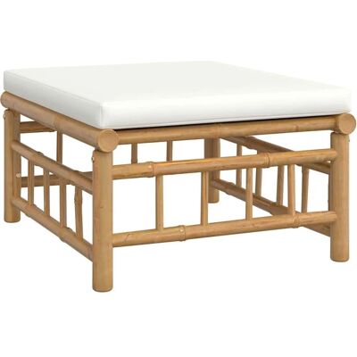 Maisonchic Modell 561950 - Garten Bambus Fußhocker mit Weißem Kissen Maisonchic Modell 561950 - Garten Bambus Fußhocker mit Weißem Kissen