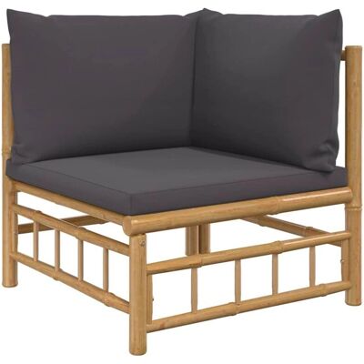 vidaXL Gartenecksofa - Bambus, Dunkelgraue Kissen vidaXL Gartenecksofa - Bambus, Dunkelgraue Kissen