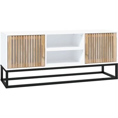 vidaXL Valkoinen TV-kaappi 105x30x45 cm Ingegneröity puu ja rauta - TV-kaappi vidaXL Valkoinen TV-kaappi 105x30x45 cm Ingegneröity puu ja rauta - TV-kaappi