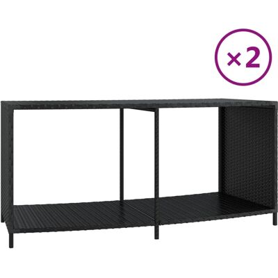 Étagères de rangement vidaXL 2 pièces en polyrotin noir - Étagère Étagères de rangement vidaXL 2 pièces en polyrotin noir - Étagère