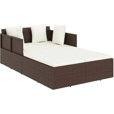 VidaXL Outdoor Bett Braun - Garten Sonnenliege mit Kissen VidaXL Outdoor Bett Braun - Garten Sonnenliege mit Kissen