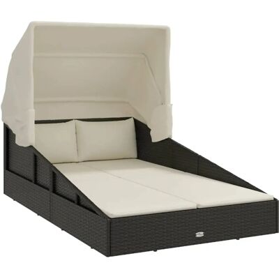 vidaXL Lounge Stoel met Dak - Duurzaam Rotan & Stalen Frame - 200x114x128 cm vidaXL Lounge Stoel met Dak - Duurzaam Rotan & Stalen Frame - 200x114x128 cm