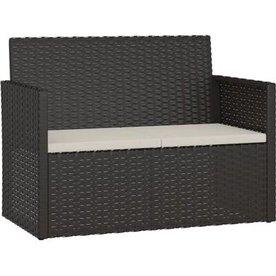 Vidaxl Schwarzes Gartenbank mit Kissen - Gartenmöbel Vidaxl Schwarzes Gartenbank mit Kissen - Gartenmöbel