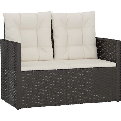 Ławka ogrodowa VidaXL - Wodoodporny PE rattan, Stal, Poduszki Ławka ogrodowa VidaXL - Wodoodporny PE rattan, Stal, Poduszki
