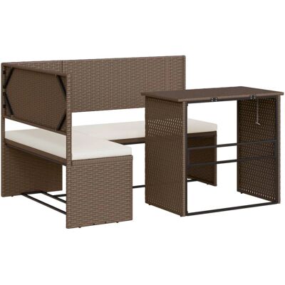 Ensemble de Mobilier d'Extérieur vidaXL - Canapé en L avec Table et Coussins Marron Ensemble de Mobilier d'Extérieur vidaXL - Canapé en L avec Table et Coussins Marron