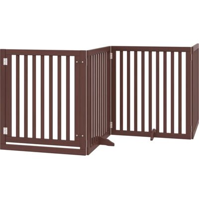 vidaXL Hundegitter mit Tür 4-Panelig Klappbar 320 cm braun vidaXL Hundegitter mit Tür 4-Panelig Klappbar 320 cm braun