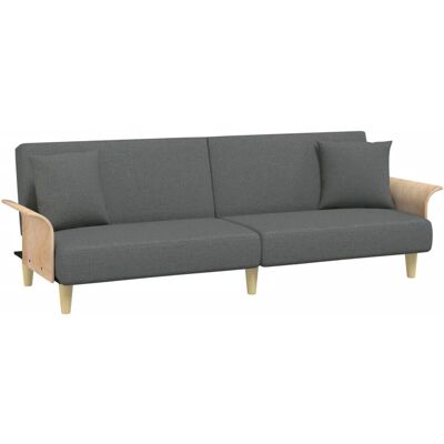vidaXL Graues Schlafsofa - Armlehnen, Strapazierfähiger Stoff, Verstellbares Rückenteil vidaXL Graues Schlafsofa - Armlehnen, Strapazierfähiger Stoff, Verstellbares Rückenteil