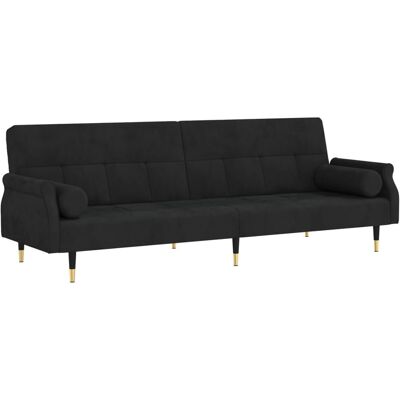 vidaXL Schwarzes Samt-Convertible Schlafsofa vidaXL Schwarzes Samt-Convertible Schlafsofa