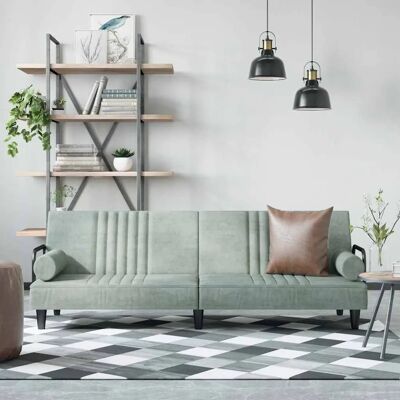 VIDAXL Maison Chic - Canapé convertible gris clair velours - Canapé Lit - Publicité VIDAXL Maison Chic - Canapé convertible gris clair velours - Canapé Lit - Publicité