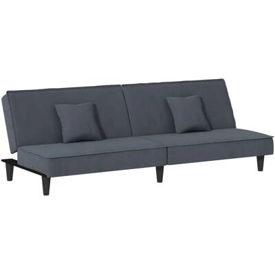 VidaXL 351908 Grå sovesofa med fløjl og justerbar rygstøtte VidaXL 351908 Grå sovesofa med fløjl og justerbar rygstøtte