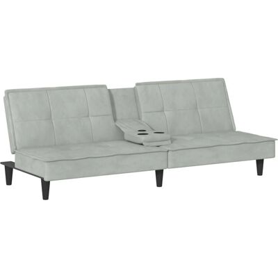 VidaXL Lysegrå Velour Sovesofa med USB VidaXL Lysegrå Velour Sovesofa med USB