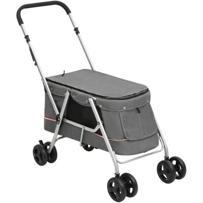 vidaXL Poussette pour Chien Pliable 100x49x96cm - Gris (172203) - Publicité vidaXL Poussette pour Chien Pliable 100x49x96cm - Gris (172203) - Publicité