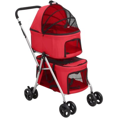vidaXL 2-lagiger faltbarer Hundebuggy 83x48x97 cm - Rot (172206) vidaXL 2-lagiger faltbarer Hundebuggy 83x48x97 cm - Rot (172206)
