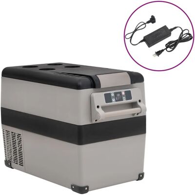 vidaXL Bærbar køleboks med kompressor - 55L, sort og grå vidaXL Bærbar køleboks med kompressor - 55L, sort og grå