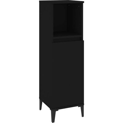 vidaXL Badkamerkast zwart 30x30x100 cm spaanplaat - Badkamermeubel vidaXL Badkamerkast zwart 30x30x100 cm spaanplaat - Badkamermeubel