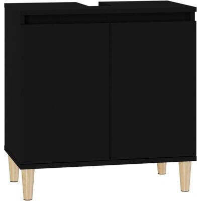vidaXL Black Sink Cabinet 58x33x60 cm Engineered Wood - Bathroom Storage vidaXL Black Sink Cabinet 58x33x60 cm Engineered Wood - Bathroom Storage