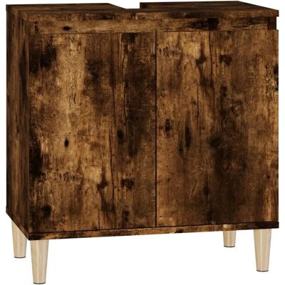 vidaXL Wastafelonderkast Gerookt Eiken 58x33x60 cm - Badmeubel vidaXL Wastafelonderkast Gerookt Eiken 58x33x60 cm - Badmeubel