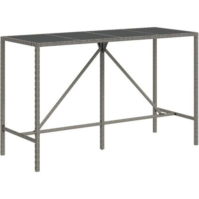 vidaXL Mesa de Bar Gris de Ratán Poliéster - Mesa de comedor exterior 180x70x110cm vidaXL Mesa de Bar Gris de Ratán Poliéster - Mesa de comedor exterior 180x70x110cm