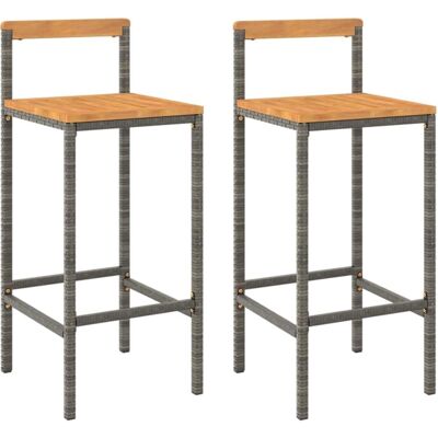 vidaXL 2 stuks Grijze Poly Rattan Barkrukken - Bar Stools vidaXL 2 stuks Grijze Poly Rattan Barkrukken - Bar Stools