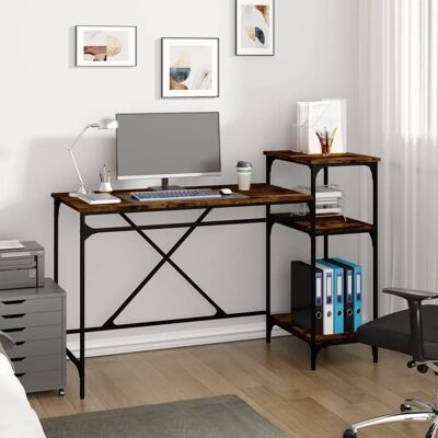 vidaXL Schreibtisch Räucher Eiche 135x50x90 cm - Schreibtisch vidaXL Schreibtisch Räucher Eiche 135x50x90 cm - Schreibtisch