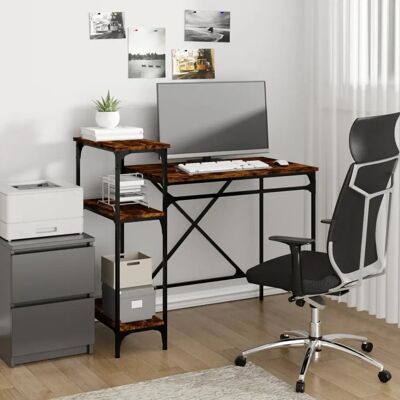 vidaXL Rauch-Eiche Schreibtisch mit Regalen - Schreibtisch vidaXL Rauch-Eiche Schreibtisch mit Regalen - Schreibtisch