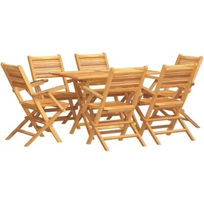 Set da pranzo da giardino in teak Maisonchic - 7 pezzi pieghevole Set da pranzo da giardino in teak Maisonchic - 7 pezzi pieghevole